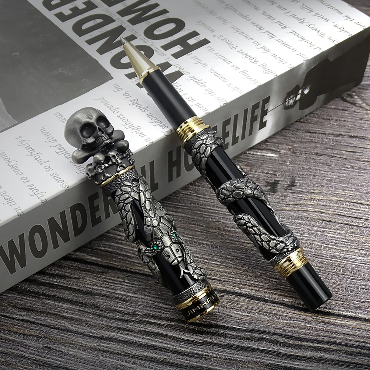 Vintage Collectible Pens - Jinhao-pluma de Metal Vintage Rollerball, Calavera,