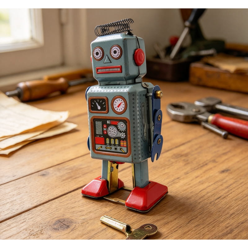 Robot de metal con mecanismo d - Vintage Collectibles Store reseña y precio